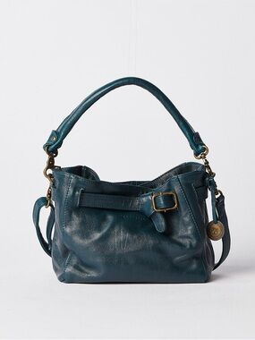 NWT Wanderers The Madrid Teal Genuine Cow Leather Top Handle and Crossbody Bag